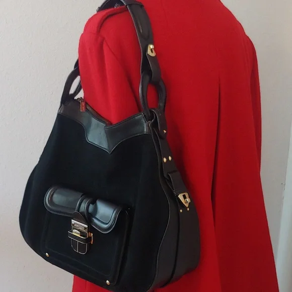Jimmy Choo Black Leather and Suede Hobo Bag Luxury - Picture 4 of 17